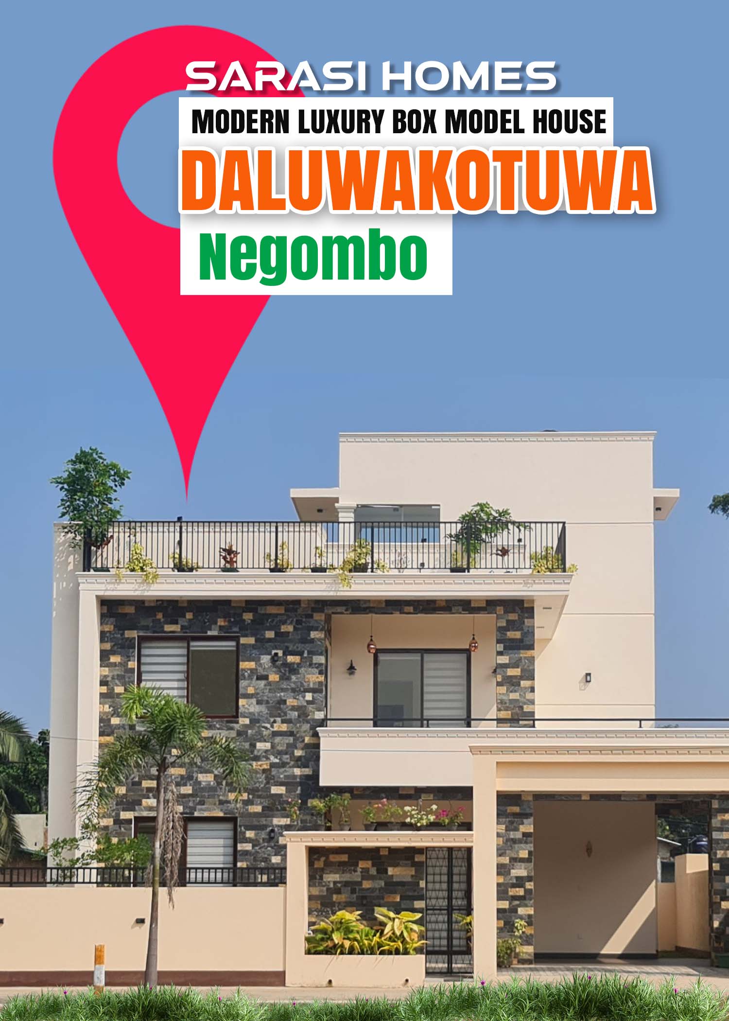 Modern Luxury Box Model House with Landscaped Rooftop Garden | Daluwakotuwa Negombo